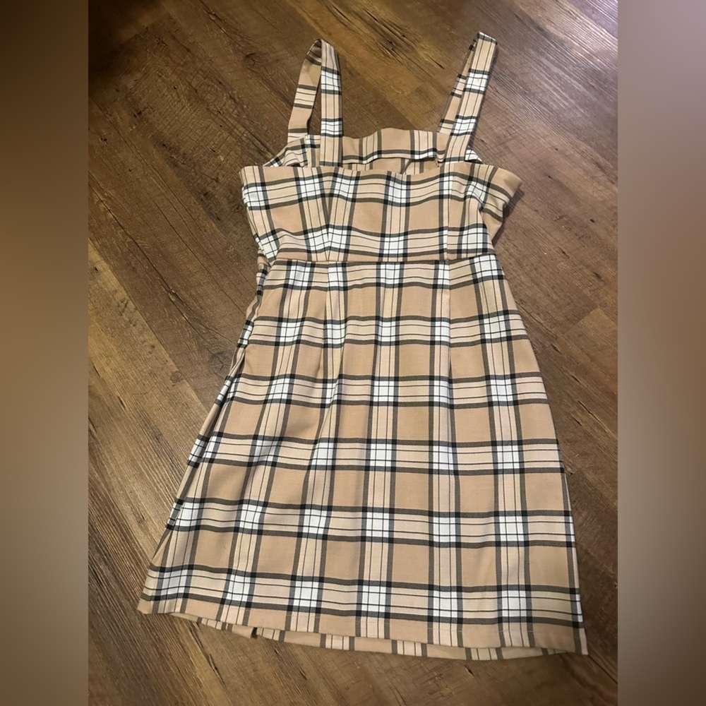 Divided Plaid Mini Button Front Jumper Dress Size… - image 2